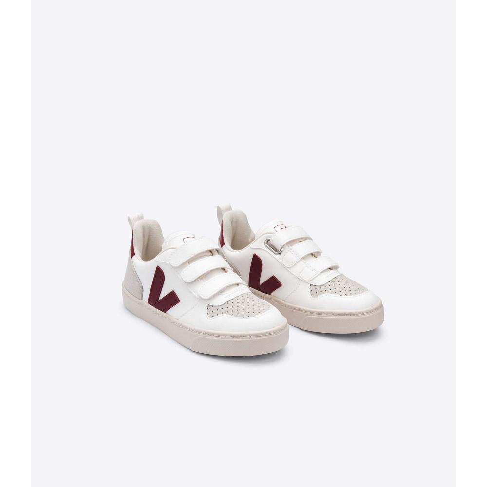 Kids' Veja V-10 CWL Sneakers White/Burgundy | SG 861PJJ